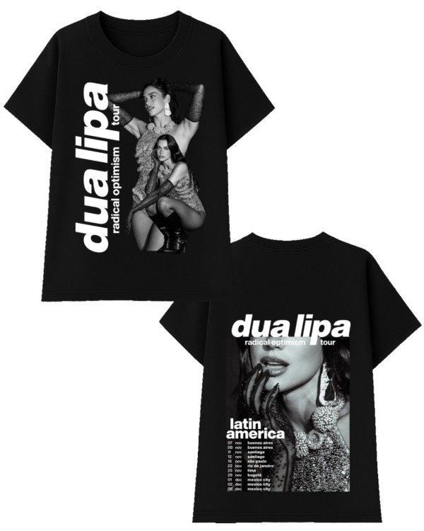 Producto - Remera Dua Lipa Radical Optimism Tour CON FECHAS - Negro