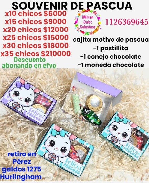 Producto - Souvenir de pascua para colegios cajita con golosinas