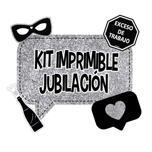 Producto - PHOTO PROPS JUBILACION GLITTER PLATEADO