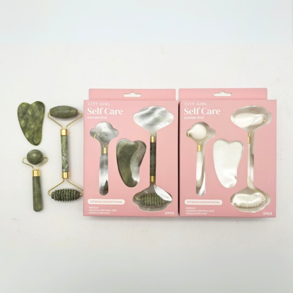 Producto - SET DE RODILLOS + GUASHA DE PIEDRA JADE CITY GIRL