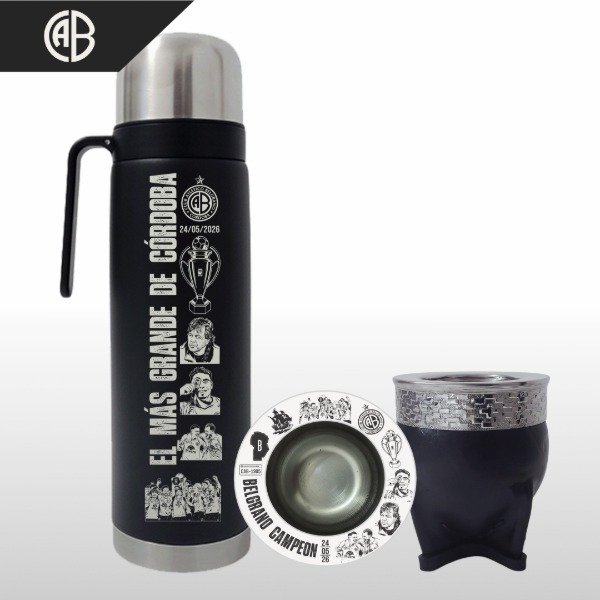 Producto - SET MATE PERSONALIZADO + TERMO MEDIA MANIJA BELGRANO CAMPEÓN V1 - 6