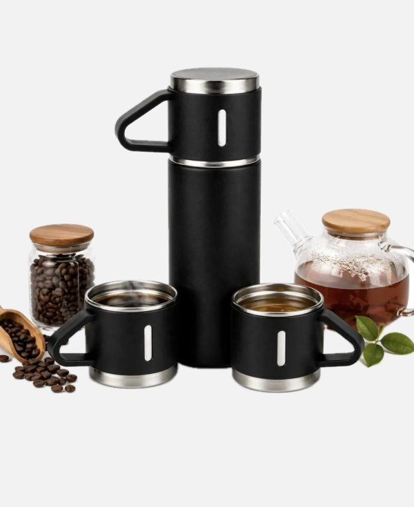 Producto - Set Termo y Vasos Térmicos de Acero Inoxidable color Negro
