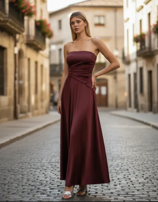 Producto - Vestido de  Fiesta Largo con Tajo Elegante Chocolate - 3