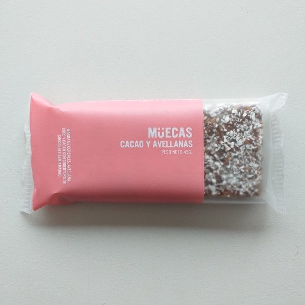 Producto - BARRA -CACAO COCO AVELLANA - MUECAS - 45GRS