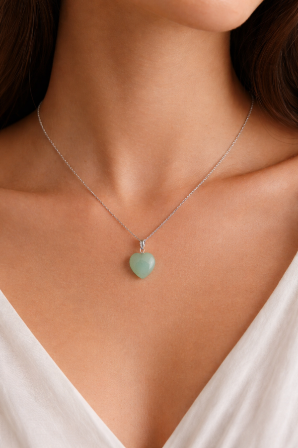 Producto - Cadenita + Dije Corazon Cuarzo verde