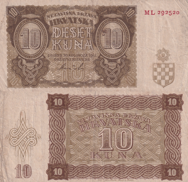 Producto - Estado Independiente de Croacia - 10 Kuna (1941) Pick #5 - Estado Títere Alemán