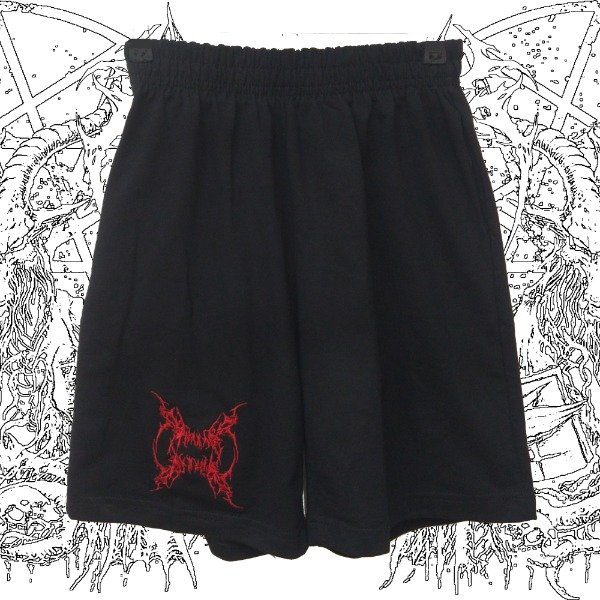 Producto - Bermuda de Algodón LaP Thread Negra bordado rojo