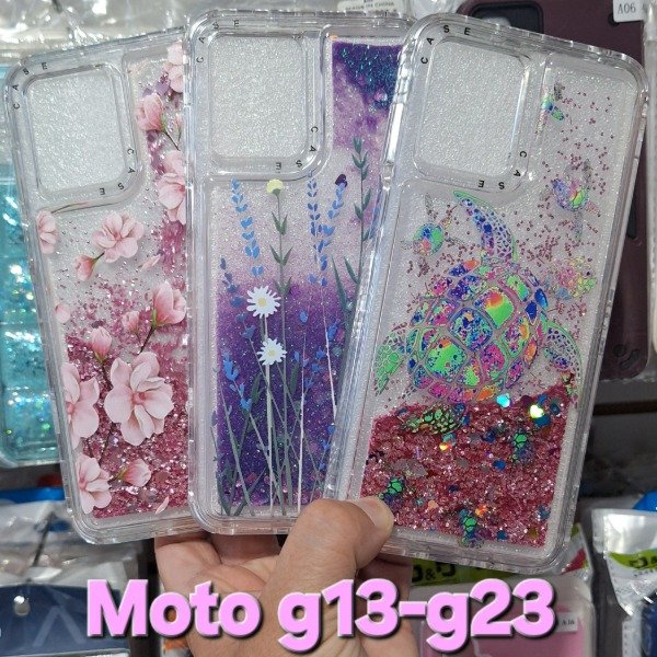 Producto - Fundas diseño glitter con agua reforzadas. Moto g13-g23
