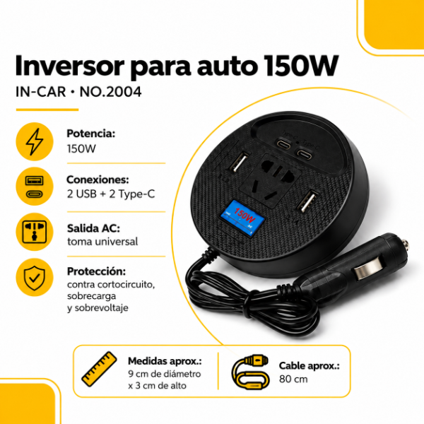 Producto - CARGADOR AUTO 150 W (ZAPATILLA) - 1
