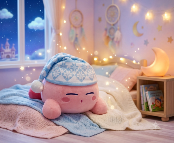Producto - Peluche Original Kirby Durmiendo - 23x32cm - Mochimochi Winter SK - Nintendo