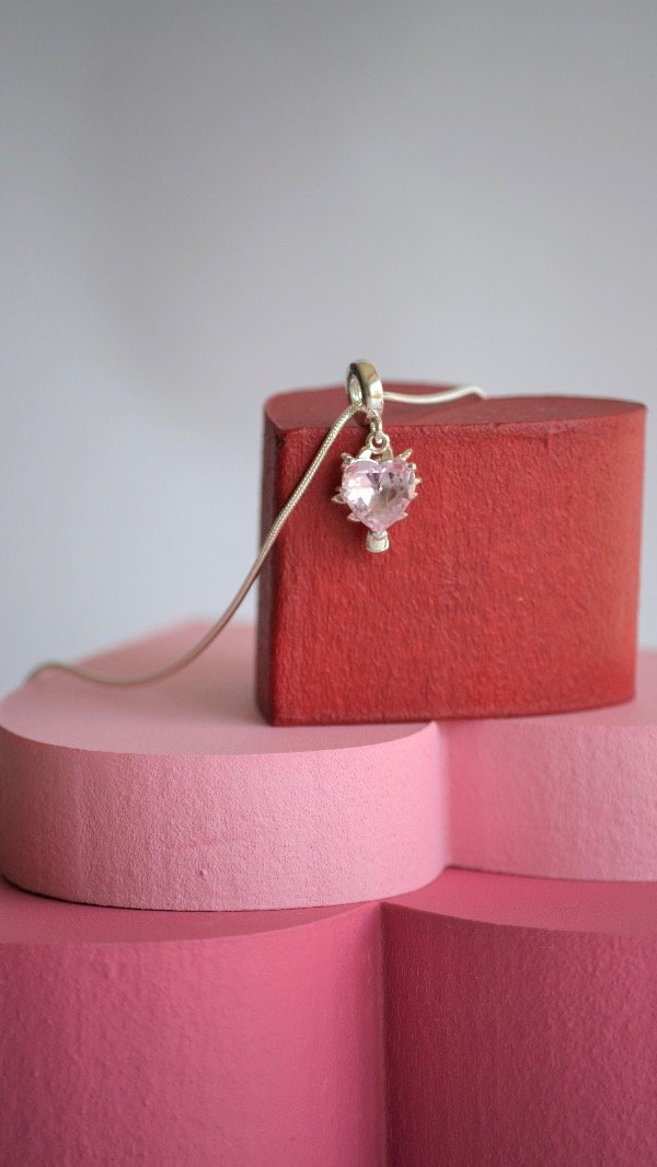 Producto - Conjunto cadena y dije corazón de acero blanco