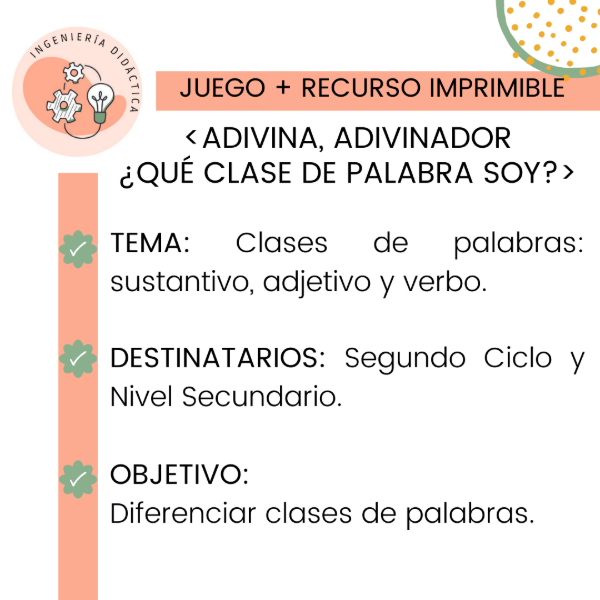 Producto - Adivina, adivinador - Qué clase de palabra soy