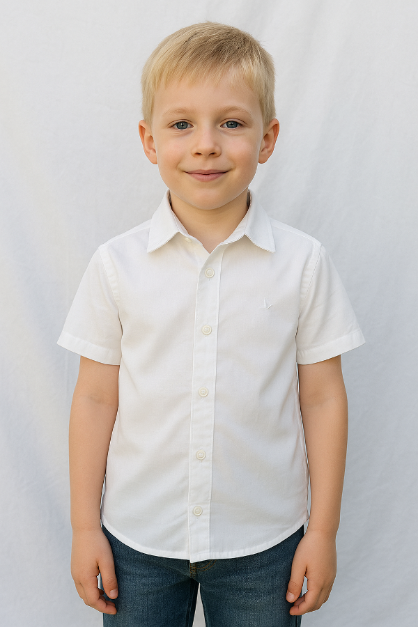 Producto - CAMISA BLANCA MANGA CORTA LISA NIÑO