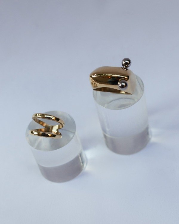 Producto - Anillo Bombe y Doble linea de bronce y oro