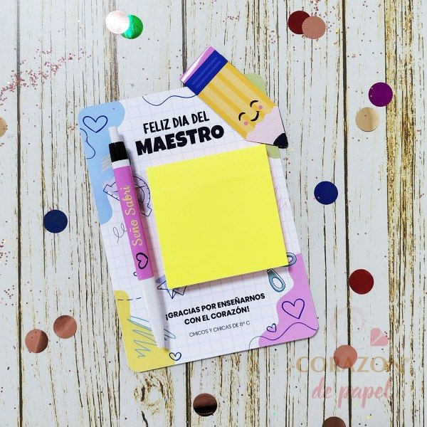 Producto - TARJETON para Post it y Señalador Día del Maestro - 0