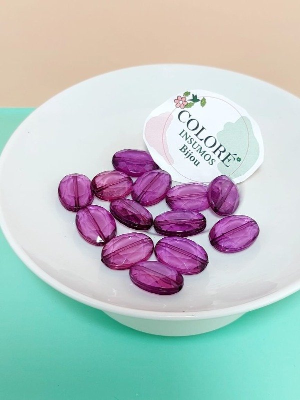 Producto - Cuentas Ovalada facetada Plana (Precio Por unidad)
