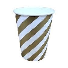 Producto - vaso polipapel 240cc blanco y dorado x8u.