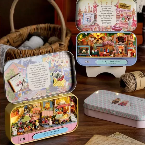 Producto - Cajita de ensueño DIY.  Miniatura para armar con muebles y luz LED - 0