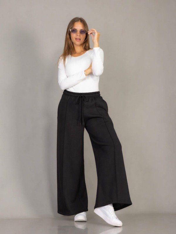 Producto - Pantalón Wide Leg Friza Negro