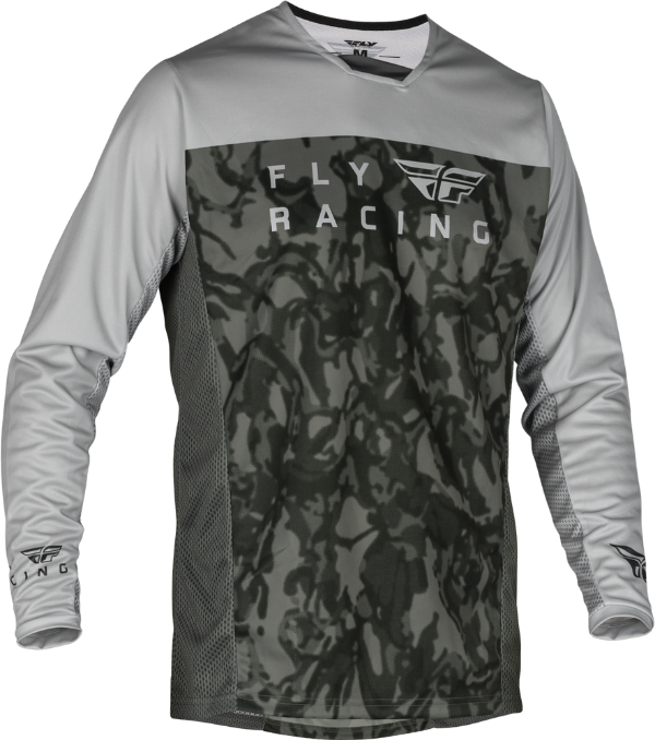 Producto - JERSEY FLY RACING JUVENIL RADIUM GRIS OSCURO CAMUFLAJE/GRIS