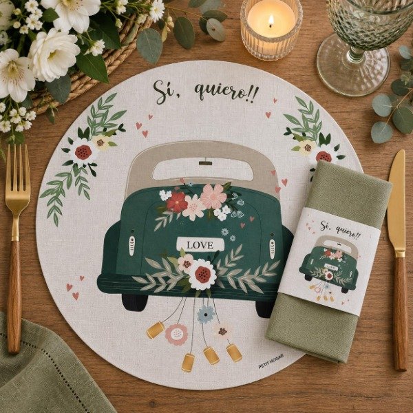 Producto - Set Platos De Sitio Papel + Porta Servilletas X 12 Unidades Tematicos - 2