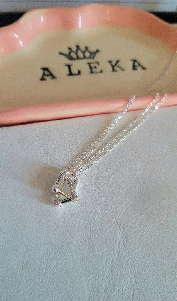 Producto - Collar entrelazado con micro pave de acero blanco - 2