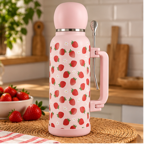 Producto - Termo Shaky Estampado de 1.3 lts con tapa que se puede usar de mate y bombilla - 6