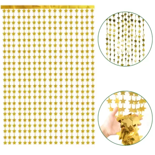 Producto - Cortina de estrellas color dorado