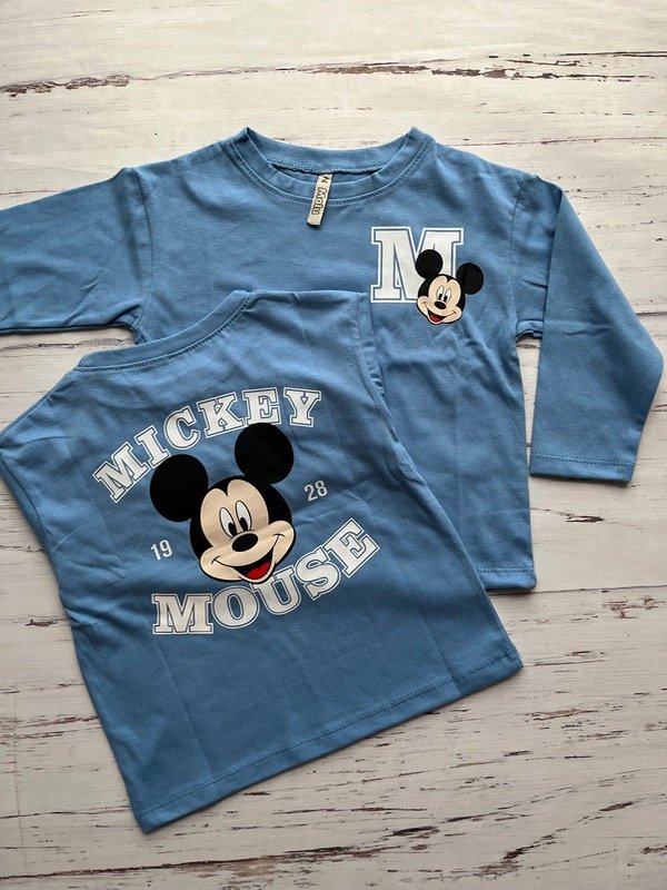 Producto - Remera mickey universitario manga larga celeste