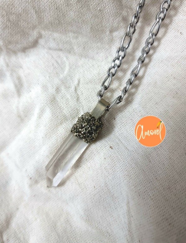 Producto - Collar punta de Cuarzo Cristal y Pirita