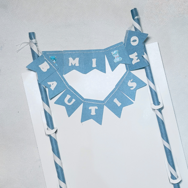 Producto - Banderin para torta MI BAUTISMO color celeste