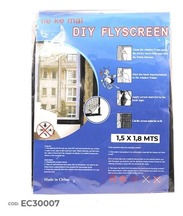 Producto - VR244 CORTINA MOSQUITERO AUTOADHESIVO DE VENTANA 150X200CM