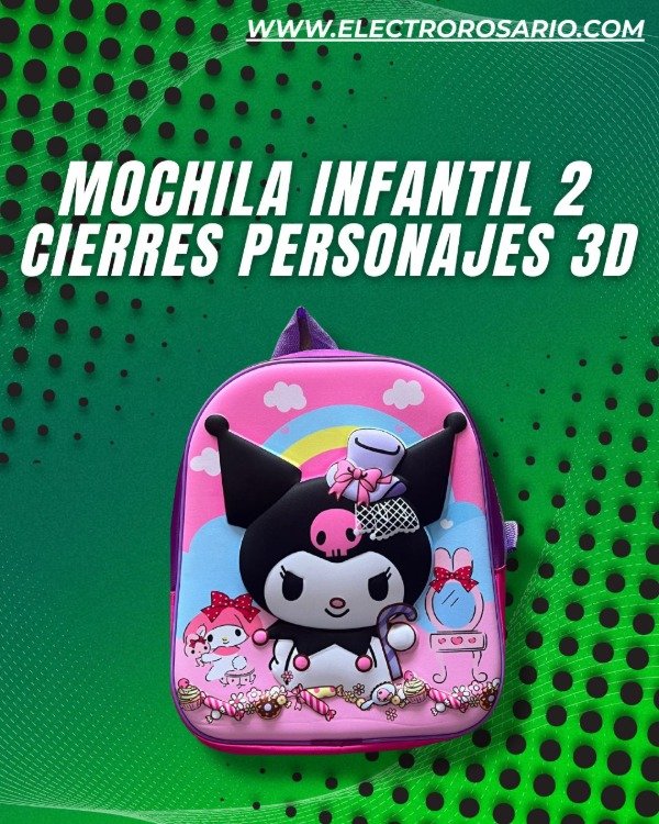 Producto - MOCHILA INFANTIL 2 CIERRES PERSONAJES 3D