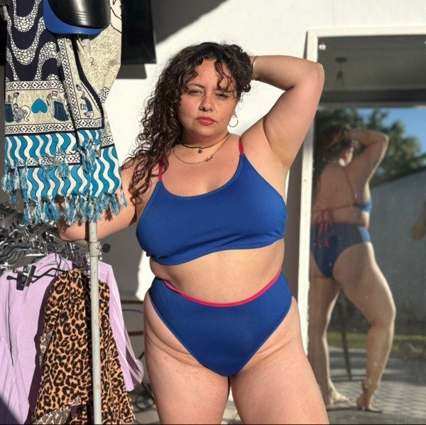 Producto - Bikini azul con vedetina - talle 100/105