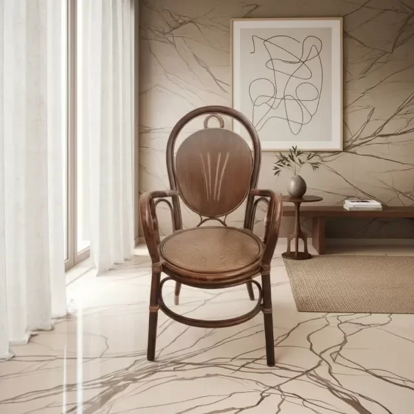 Producto - Sillón Individual de Caña Malaca Original, Esterillado Impecable -Estilo Clásico