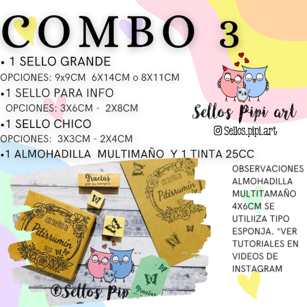 Producto - Combo 3 sellos personalizados