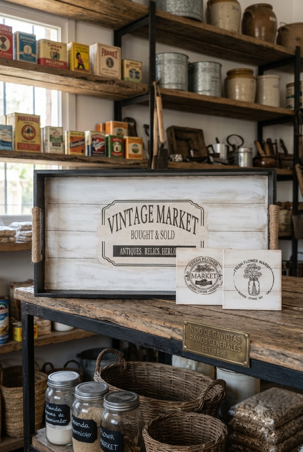 Producto - BANDEJA ESTILO VINTAGE FARMER "VINTAGE MARKET"