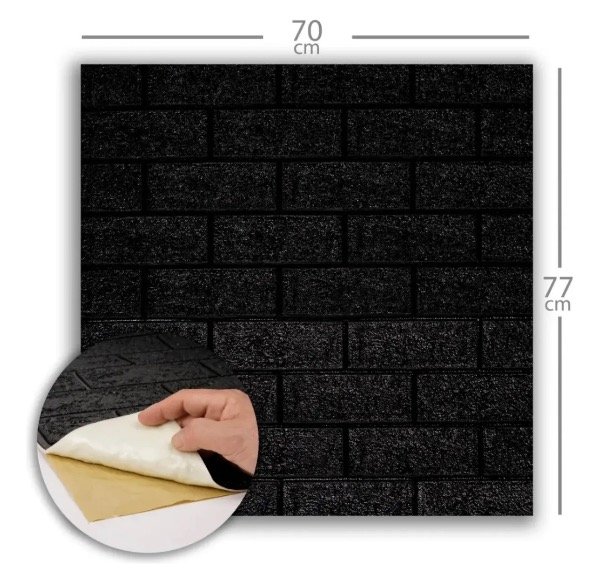 Producto - Placa Autoadhesiva Ladrillo Liso Negro 70x77 cm - 2