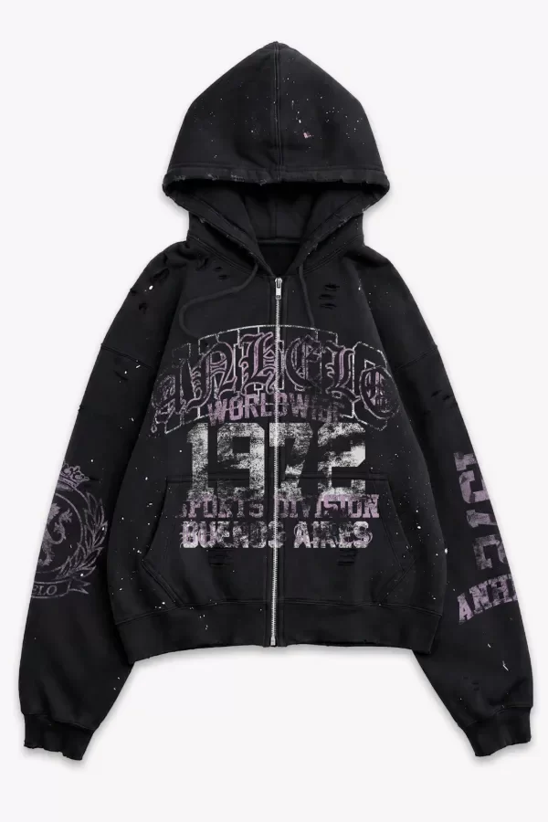Producto - BURNED ZIP HOODIE BLACK - 0