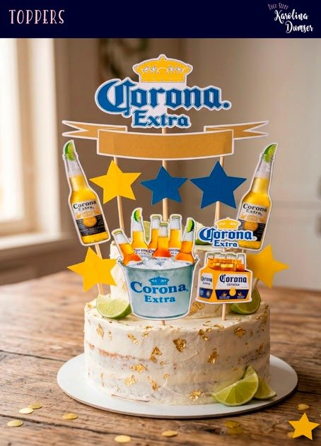 Producto - Cake Topper Cerveza Corona Imprimible. Figuras Adorno