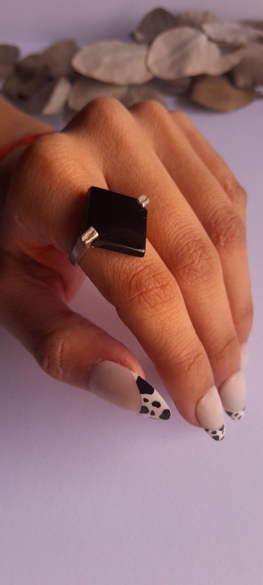 Producto - Anillo plata rombo ónix