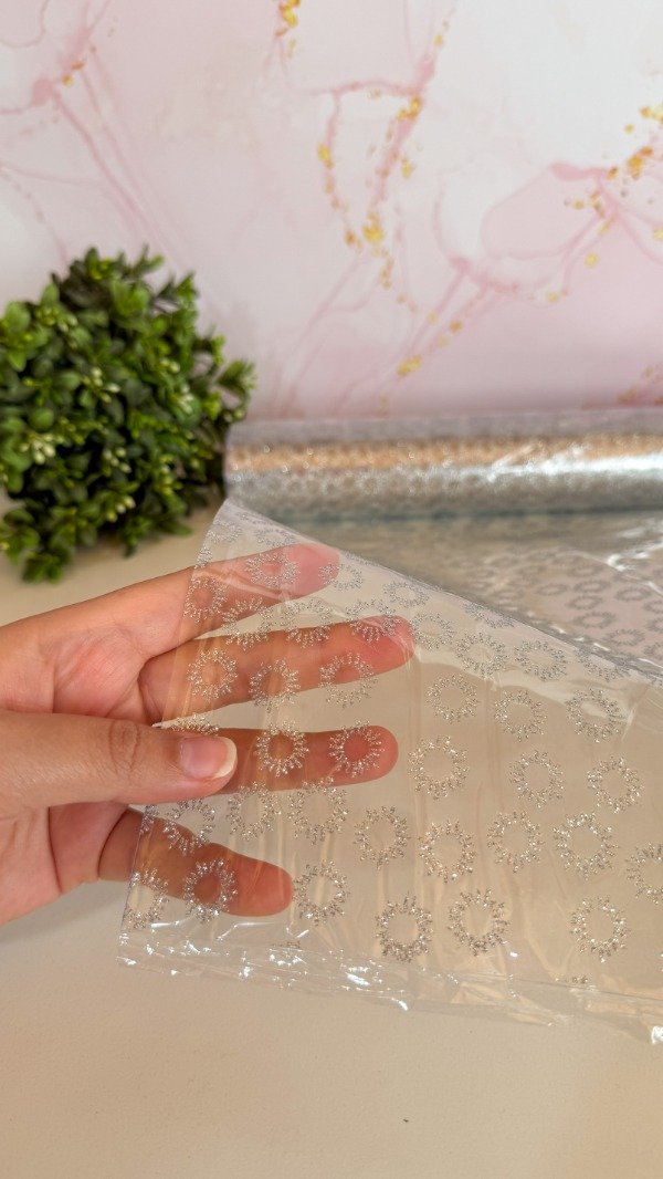 Producto - Cristal flores plateado - 50x140cm