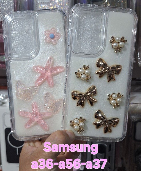 Producto - Fundas reforzadas 360 glitter con charms. Samsung a36-a56-a37