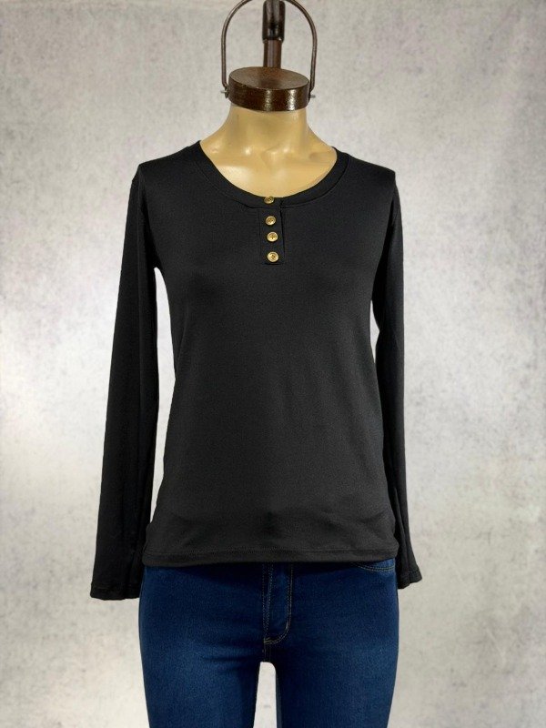 Producto - REMERA TIFANY NEGRA ALGODON SOFT BOTONES