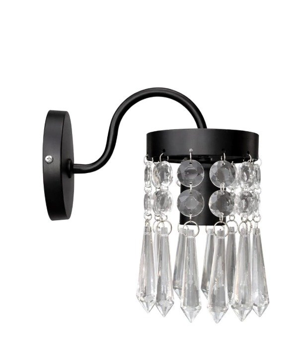 Producto - APLIQUE DE PARED CON BRAZO CURVO Y CAIRELES DE ACRILICO