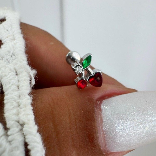 Producto - PIERCING ACERO LABRET CEREZA