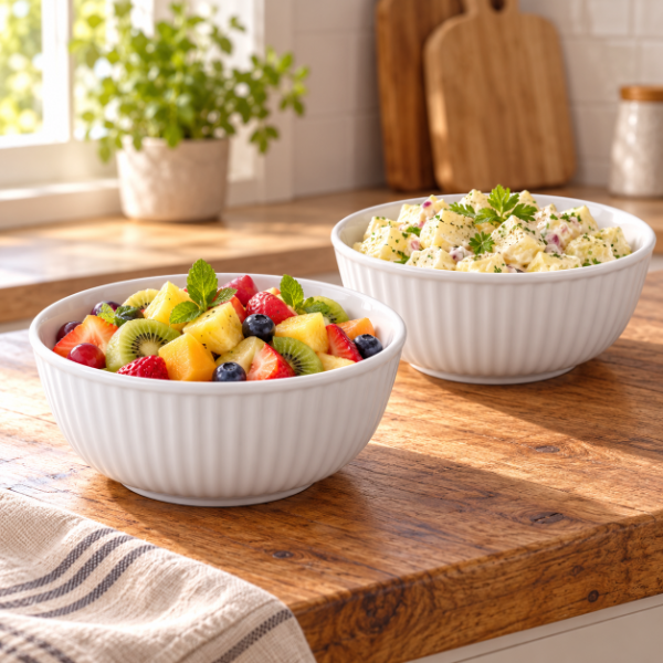 Producto - SET DE 2 ENSALADERAS ACANALADAS DE MELAMINA 22CM X9CM THE KITCHEN - 0