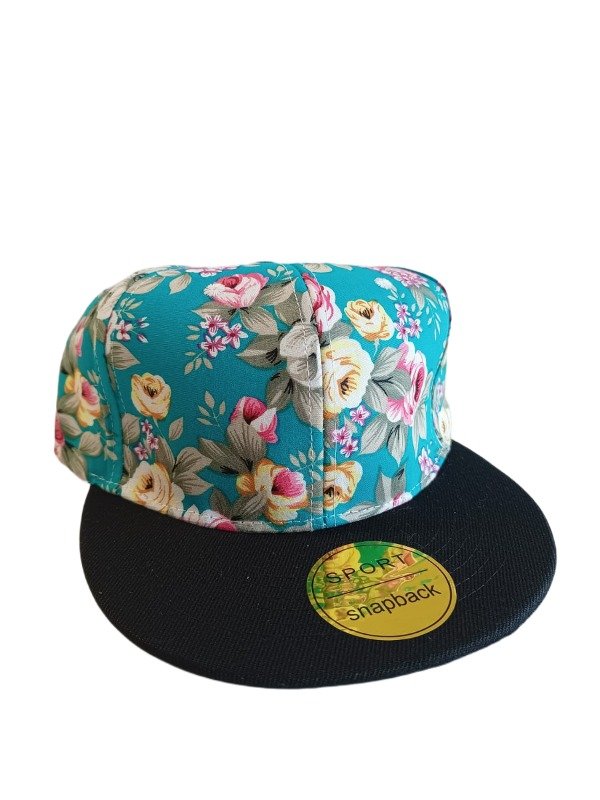 Producto - Gorra floreada turquesa