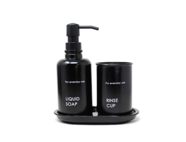 Producto - Set de baño x3 piezas vidrio NEGRO