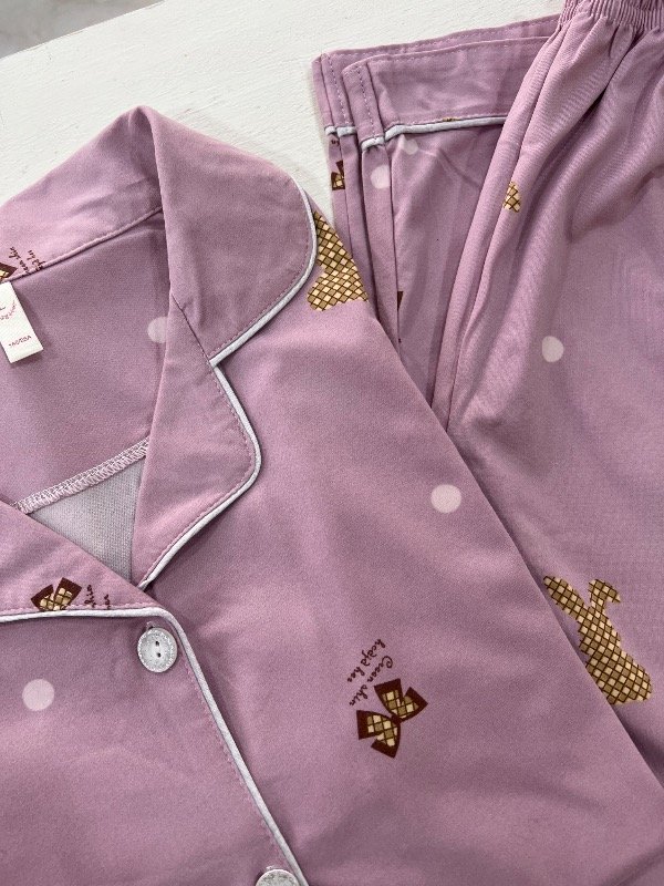 Producto - Pijama camisero moñitos lila - 3